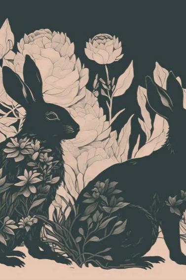 Gothic Bunnies Wallpaper | Rabbits Custom Mural Wallpaper | InktopiaDesigns