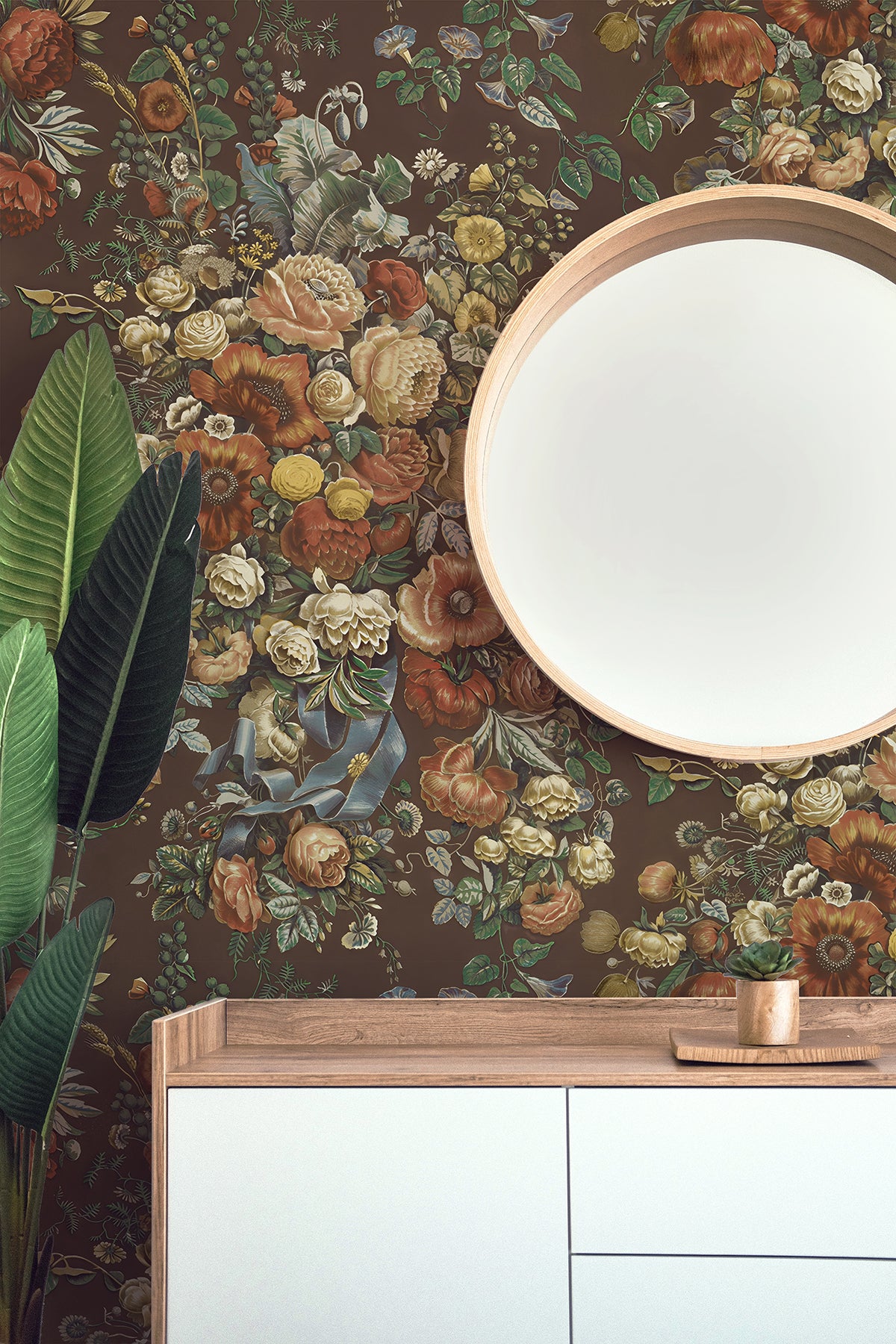 Ivory Floral Vintage Wallpaper – Warm Botanical Wall Mural with Antique ...