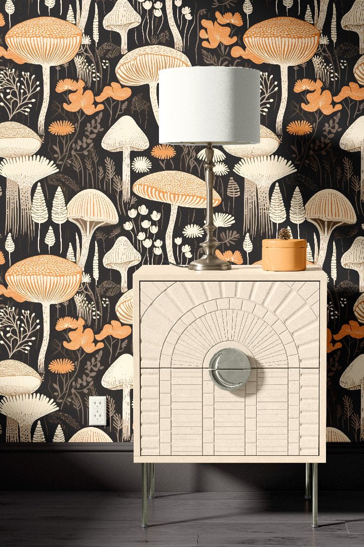 Woodland Mushrooms Wallpaper | Mushrooms Custom Wallpaper ...