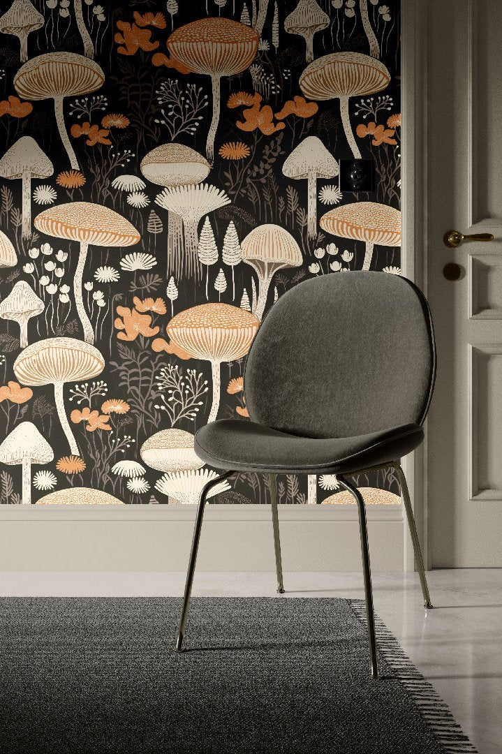 Woodland Mushrooms Wallpaper | Mushrooms Custom Wallpaper ...