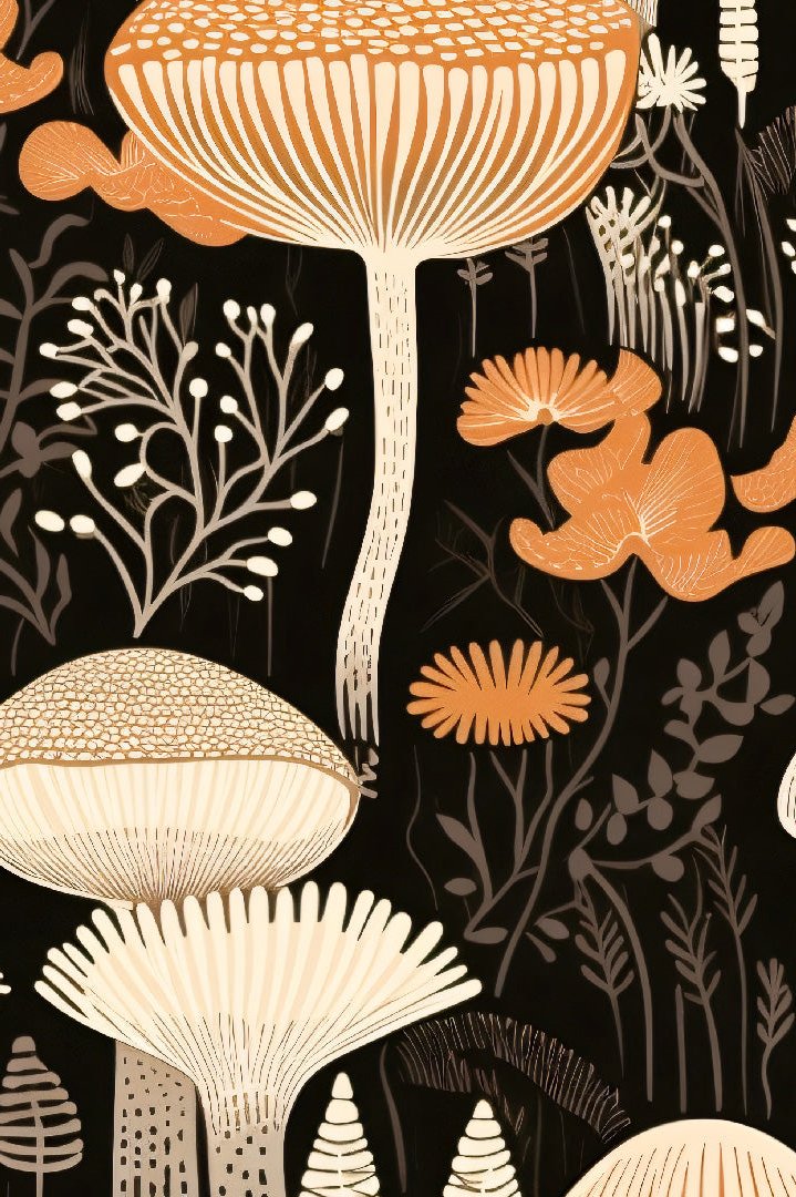 Woodland Mushrooms Wallpaper | Mushrooms Custom Wallpaper ...