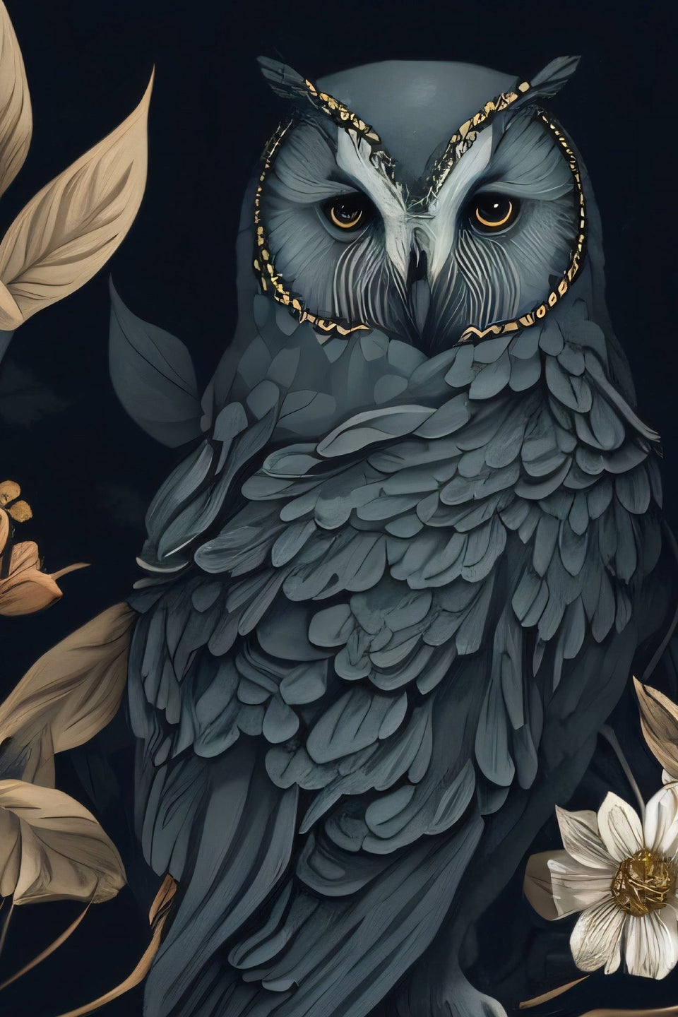 Whimsical Night Garden Mural | Owls & Florals Custom Wallpaper