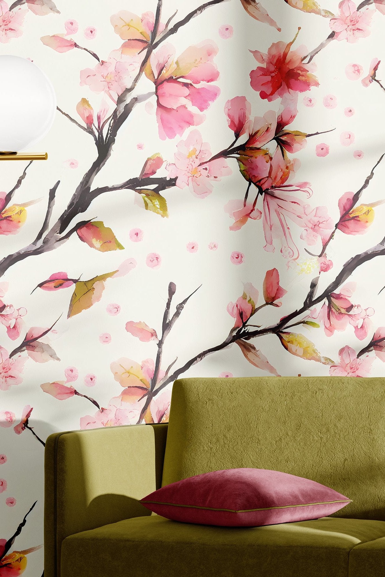 Cherry Blossom Cascade Wallpaper | Floral Custom Wallpaper ...